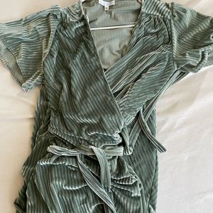 Sage green velvet Baltic Born maxi wrap dress